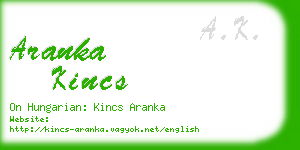 aranka kincs business card